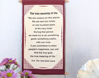DALAI LAMA QUOTES ~ Cotton Canvas Scroll Natural White Color