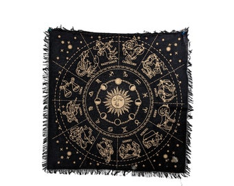 Selenite crystal printed tarot tablecloth, Divination cloth, Altar cloth, Tarot cloth spread, Tarot reading cloth, Golden tarot cloth