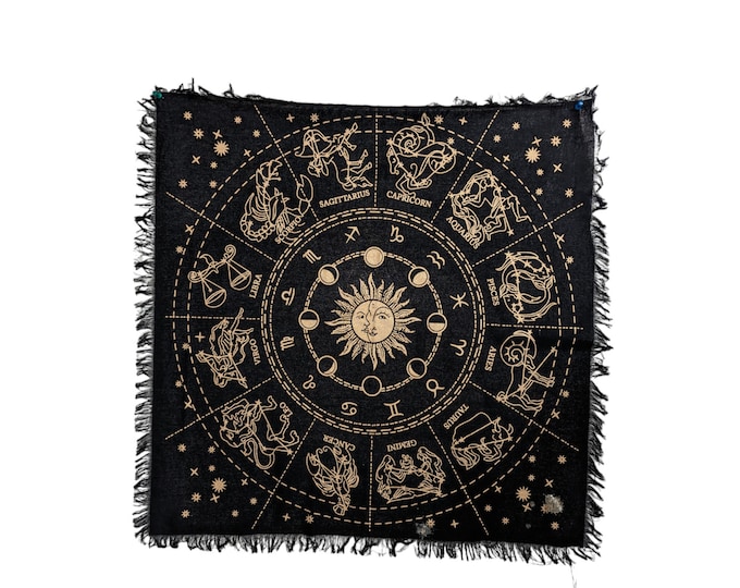 Selenite crystal printed tarot tablecloth, Divination cloth, Altar cloth, Tarot cloth spread, Tarot reading cloth, Golden tarot cloth