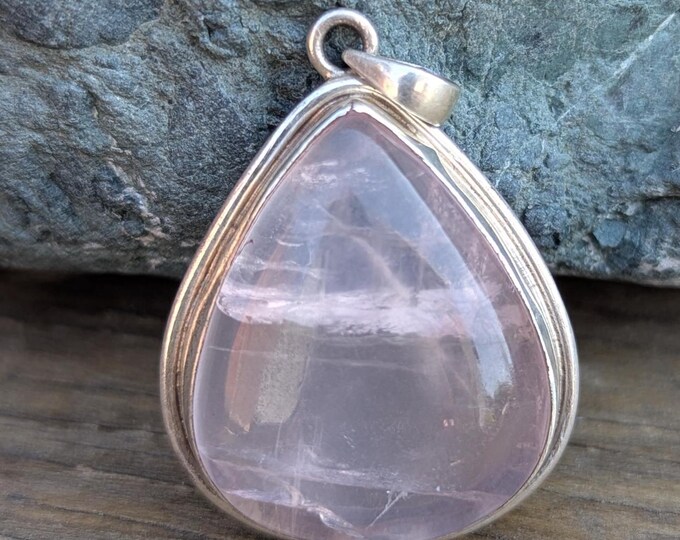 P3/22 - Rose Quartz Pendant with sterling silver, for men or women (T12-022)