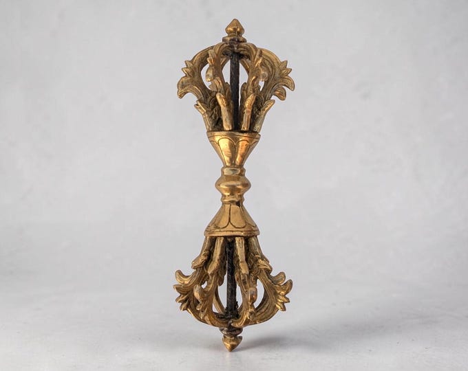 Brass Double Dorje Tibetan Ritual Object, Buddhist Meditation Symbol