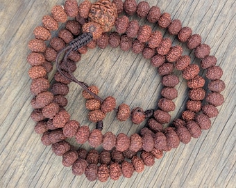 10mm fully Rudraksha Beads mala. 6 faces Rudraksha Seed Mala, necklace 108 beads mala BM-120