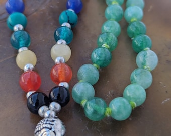 Jade with 7 Chakra stone/ Jade mala/ Jade Meditation Mala knotted, 108 Beads Jade beaded mala / Jade Crystal mala