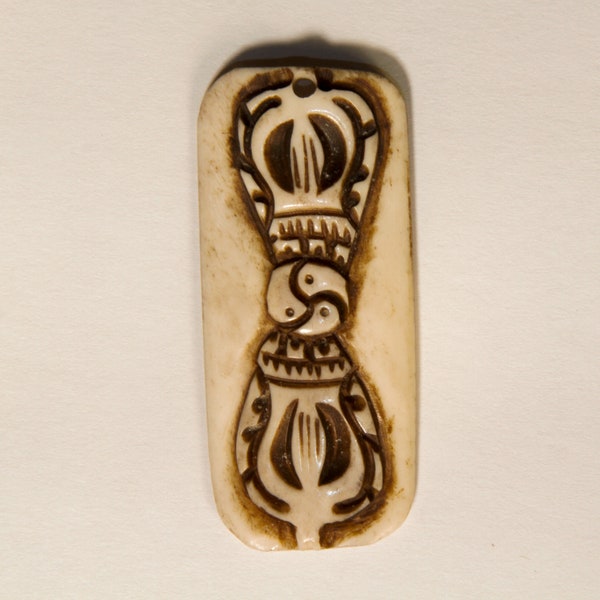 Yak bone Dorje finest work of art pendant button