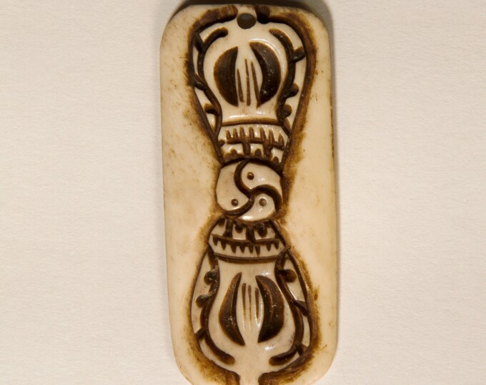 Yak bone Dorje finest work of art pendant button
