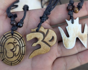 Vintage Yak bone hand-carved OM pendants (p6-047)
