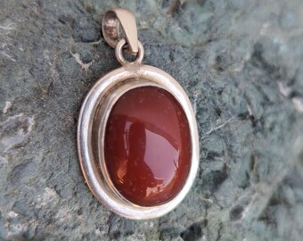 P3/8- Silver Red Carnelian Pendant (T12-008)