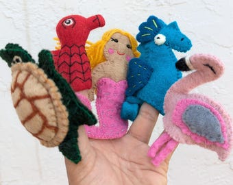 Felt Finger puppets, hand made finger puppets, finger game, educational game,