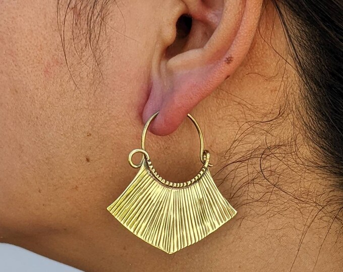 Brass earrings for ethnic look, boho earrings style.  Handmade. 4 different shapes to choose from