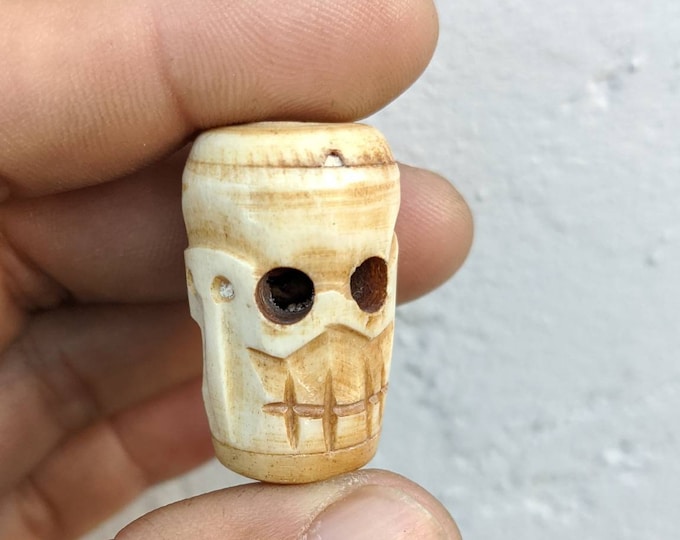 Tibetan rare vintage Yak bone Hand carved skull beads