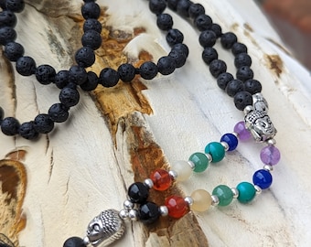 Knotted Lava Bead Meditation Mala, 108 Beads