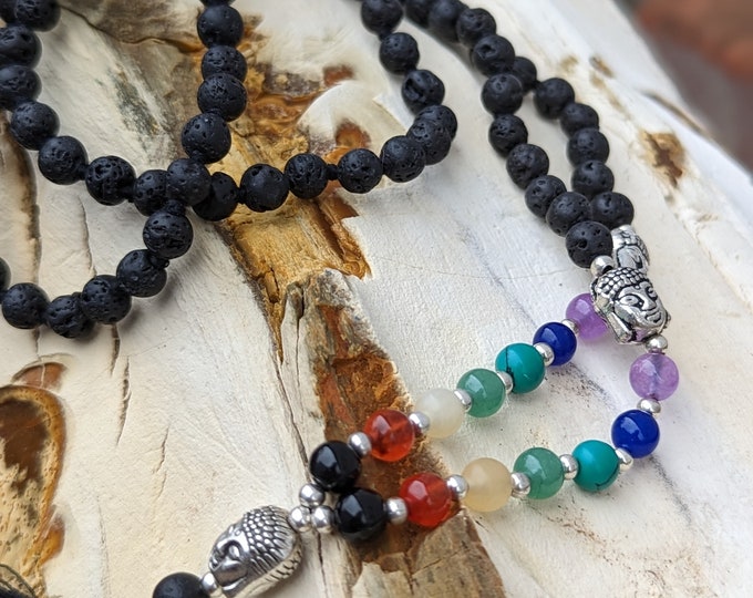 Knotted Lava Bead Meditation Mala, 108 Beads