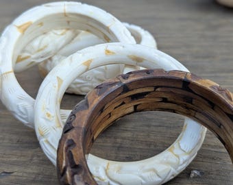 Vintage Buffalo Bone Bangle Bracelet Collection—Handcrafted Elegance, Timeless Beauty, and Unique Artistry (cb-141)
