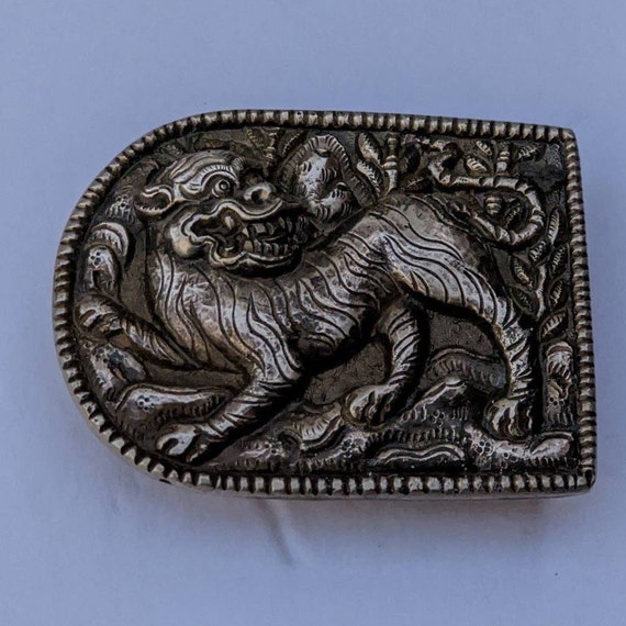 Exotic Tibetan Snow Lion Belt Buckle