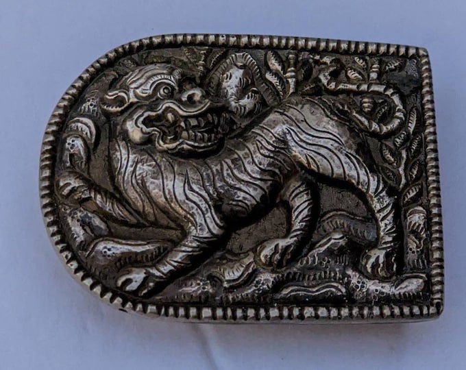 Exotic Tibetan Snow Lion Belt Buckle