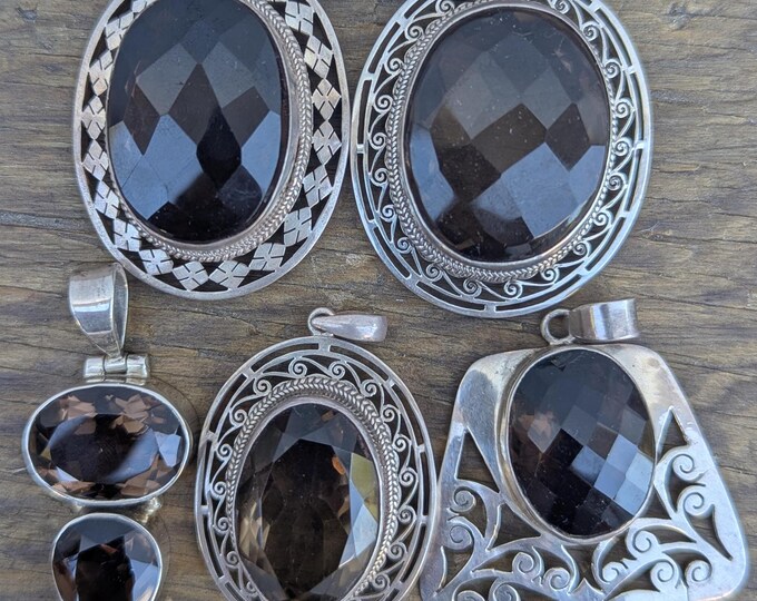 Stunning sterling silver pendant collection with Smokey Topaz gemstone (p7-051)