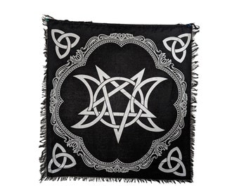 Selenite crystal printed tarot tablecloth, Divination cloth, Altar cloth, Tarot cloth spread, Tarot reading cloth, Golden tarot cloth
