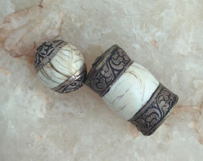 Handcraft unique beads, Conch conch shell Parcel silver inlay work, conch shell