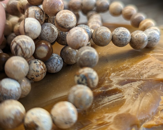 Picture Jasper Bracelet Smooth Round Size 8mm