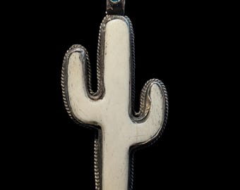 Hand-carved bone Southwest cactus Pendant, Tibetan-inspired spiritual necklace CB-127-B