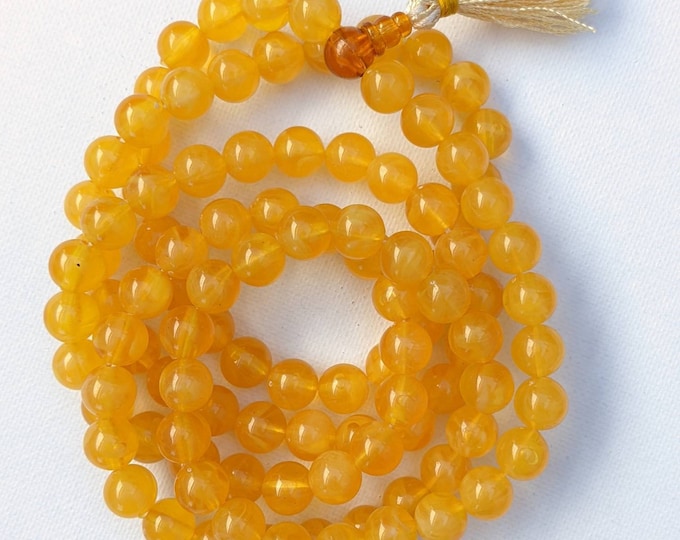IMITATION AMBER MALA Baltic yellow amber mala 8mm-10mm 108 beads, Imitation amber, buddist rosary, yoga gift, baltic amber,