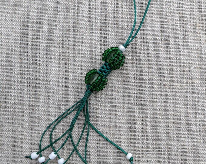 Auspicious Fengshui crystal beaded Single Dorjee Tibetan Hanging Cell phone, car, keychain Amulet