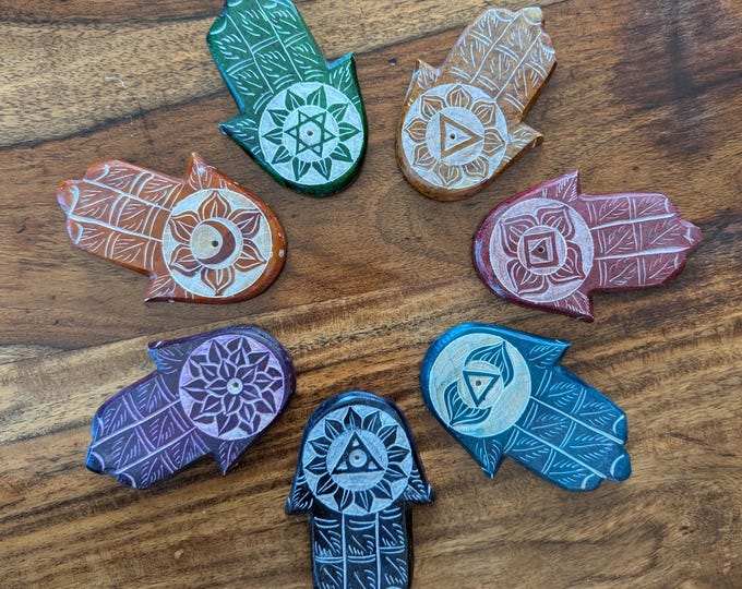 Chakra Hamsa Incense Holder, Chakra Soapstone Coster, Multicolor Coster, Protective Coster for Dining Table.