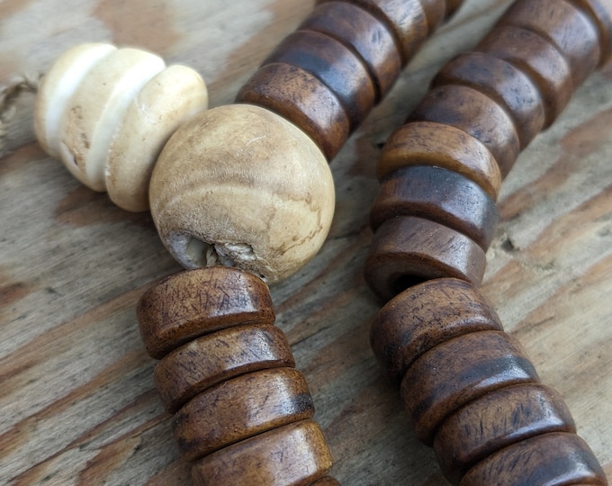 Plain and Simple art of Tibetan Yak Bone Mala beads 108 beads with conch shell spacer for your décor