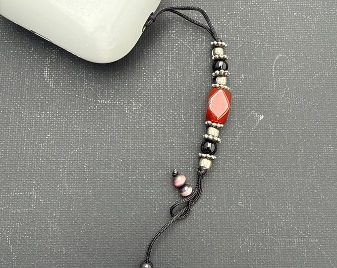 Crystal Beaded Dorjee Amulet for Phone, Car, Keychain: 6 Inch Handmade Accessory P7-66