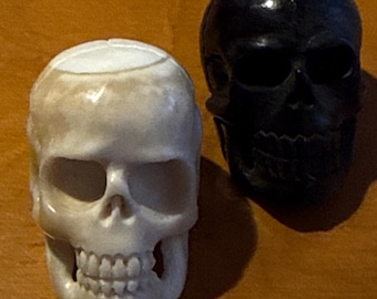 Hand-carved skull beads made from fine yak bones, a rare vintage item from Tibet