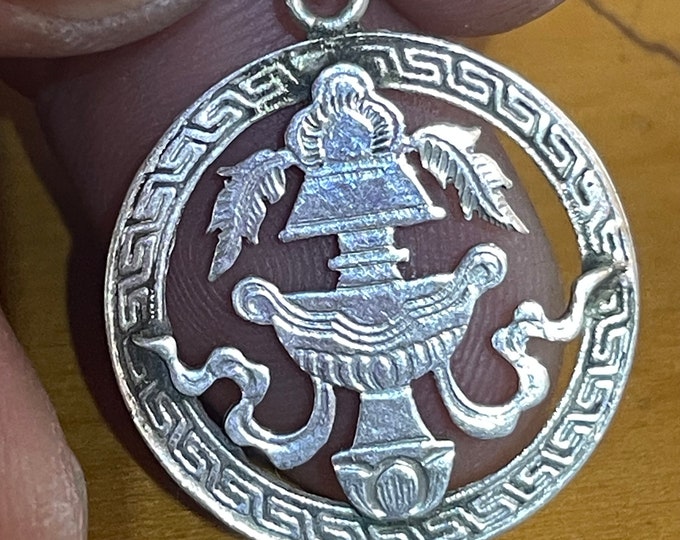 The Vase of Great Treasures (Silver Pendant of Auspicious symbol) (T1102-004.8)