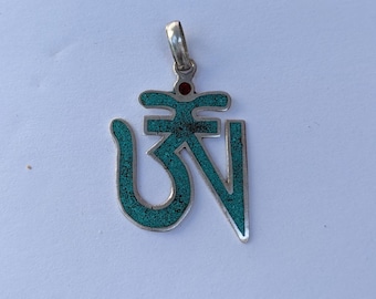 Tibetan Om Pendant: Turquoise Healing Jewelry