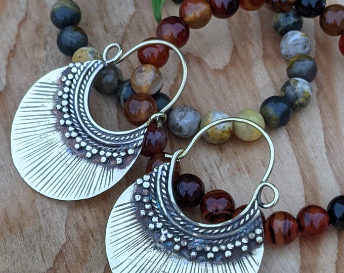 Plan white brass earrings boho earrings ethnic style for any occasion handmade with Care
