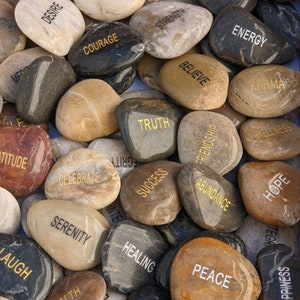 Engraved River Rock Word Stones  Single Words, Sold Individually