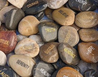 Engraved River Rock Word Stones  Single Words, Sold Individually