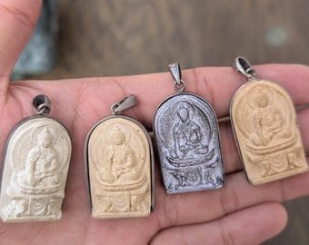 Handmade Tibetan Buddhist pendant with Buddha motif sterling silver with clay pendant collection (p7-029)