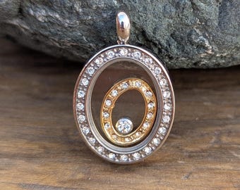 Elegant Gold & Silver Tone Rhinestone Spiral Pendant – 30mm