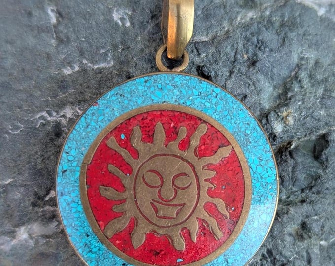 Handmade Vintage Turquoise and coral inlay collection with motifs (p6-029)
