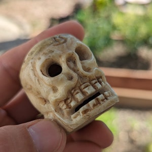Rare Skull, Rare ugly Yak Bone Skull, Tibetan rare vintage Yak bone hand Carved Skull beads