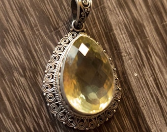 Best filigree Silver Citrine Celtic Warrior Necklace: 925 Sterling Silver Pendant-Oval Silver Citrine (T1101-004.4)