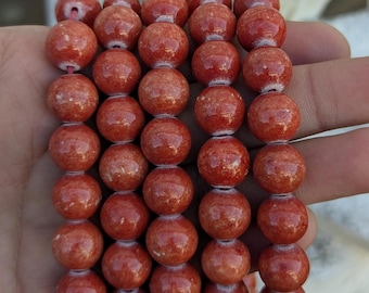 Vintage Tibetan Buddhist coral glass beads mala—Handcrafted Meditation Necklace (bm-114)