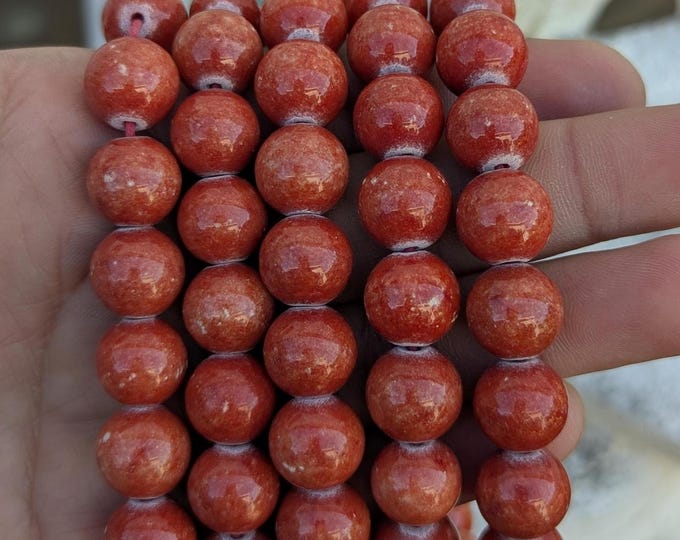 Vintage Tibetan Buddhist coral glass beads mala—Handcrafted Meditation Necklace (bm-114)