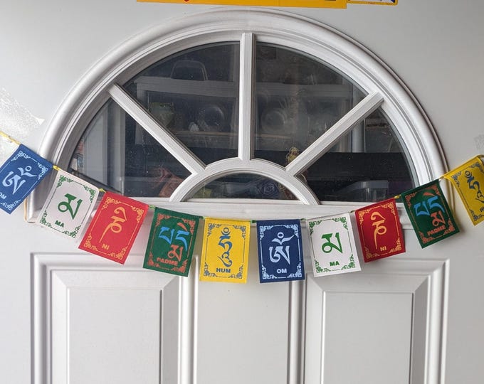 Small Tibetan Fabric Prayer Flags: Colorful Om Mani Padme Hum Flags