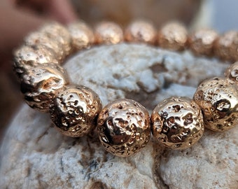 12mm Lava Beads Electroplated Gold Silver copper rose gold Plated Beads 12mm