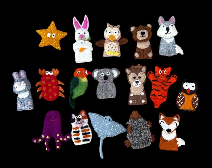 Felt Finger puppets, hand made finger puppets, finger game, educational game,