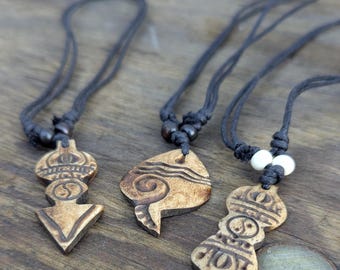 Tibetan Yak bone hand-carved Dorjee pendants (p6-043)