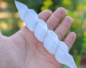 6-8" Spiral Faceted Selenite Crystal Massage Wand