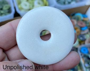 Huge Crystal Donuts Stone Pendant, Gemstone Donut Necklace, Pi Pendant, Circle crystal necklace, Donut Gifts, Crystal Pendant