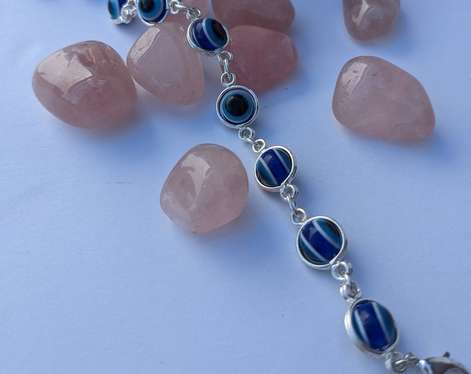 Filled Evil Eye Gold or Silver Color Bracelet 7"-8''all age unisex