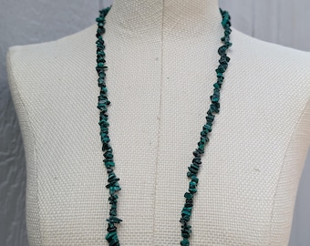 Original Malachite Bead Chip Strands Necklace, Artisan-Crafted Statement Jewelry, 16-Inch Length (BBR2)
